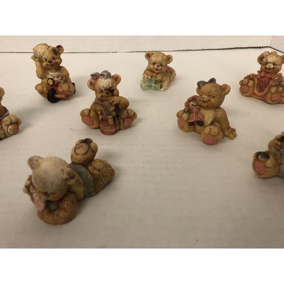 Vintage Mini Teddy Bear Figures Resin Lot Of 11 Bears - Picture 3 of 5